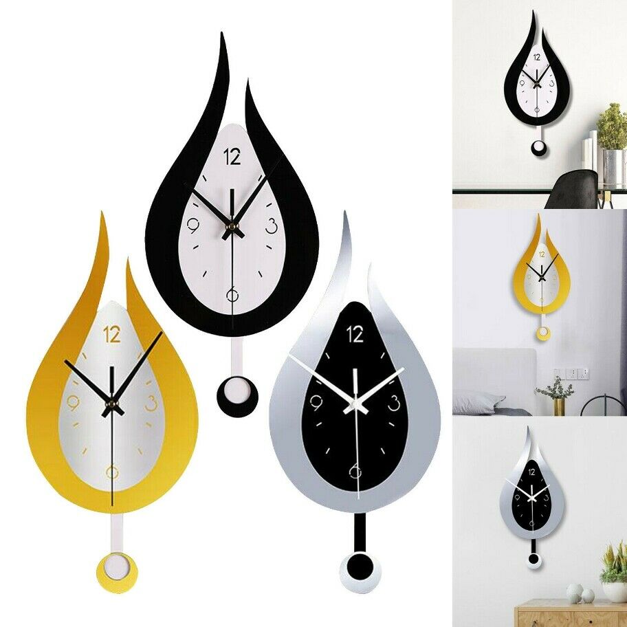 DIY Water Swingable Large Wall Clocks Modern Silent Punch-free Quartz Wall Stickers Clock Home Decor
