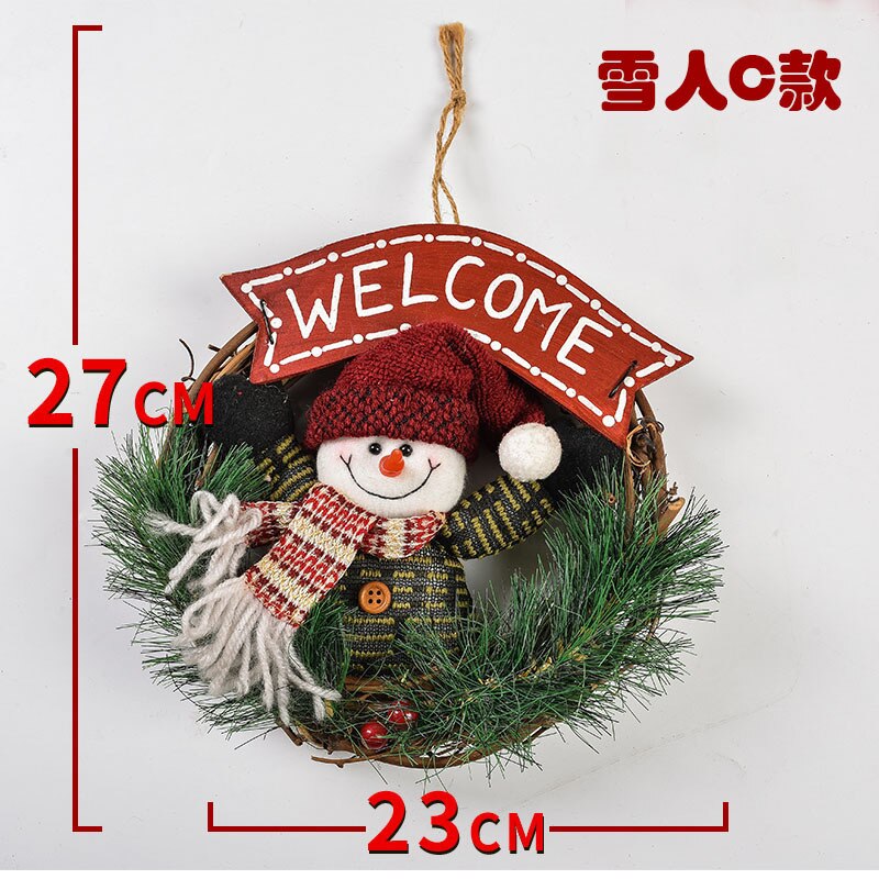 Kerst Garland Kerstman Elanden Sneeuwpop Krans Muur Opknoping Deur Decoraties Vrolijk Kerstfeest Decor Voor Thuis Gelukkig Yea: Mintgroen