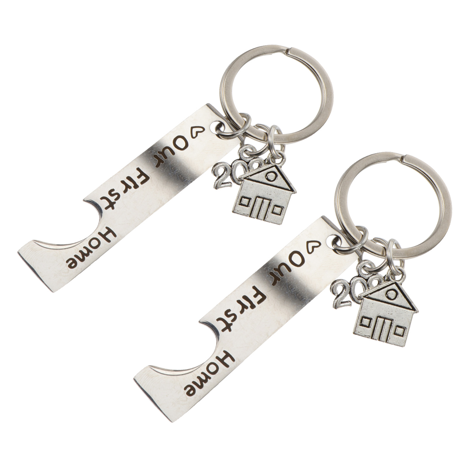 2pcs Housewarming Home Keychain Stainless Steel Key Rings: Default Title
