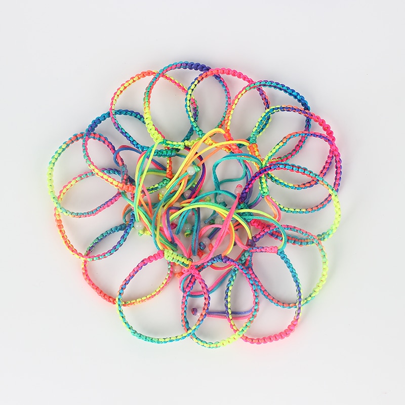 10 stk regnbue farverige fletningssnor venskabsarmbånd til piger diy håndlavede justerbare reb armbånd