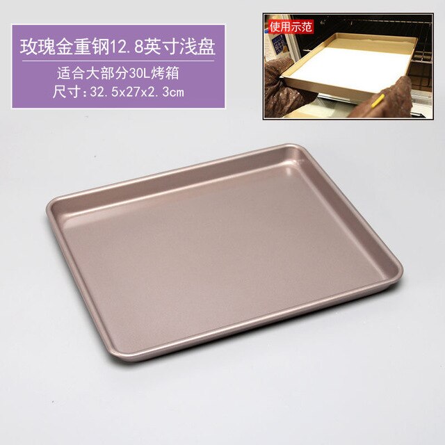 Vierkante antiaanbak cake bakvorm koekjesvorm pizza cake bakvorm koolstofstaal bakgereedschap keuken koken: 32.5 x 27 x 2.3cm rg