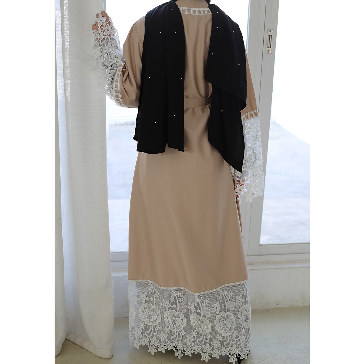 Kimono musulmán para mujer, cárdigan largo de encaje, ropa islámica, caftán árabe de Oriente Medio, Ramadán, Dubái, Abaya, novedad de