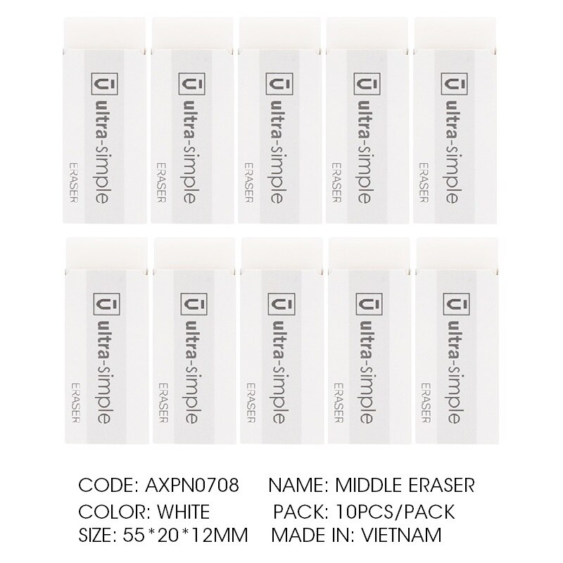 Andstal 10pcs/lot Japanese White Eraser M&amp;G Kawaii Rubber Erasers Mini pencil eraser gum set for school supplies rubbers: 10pcs middle white