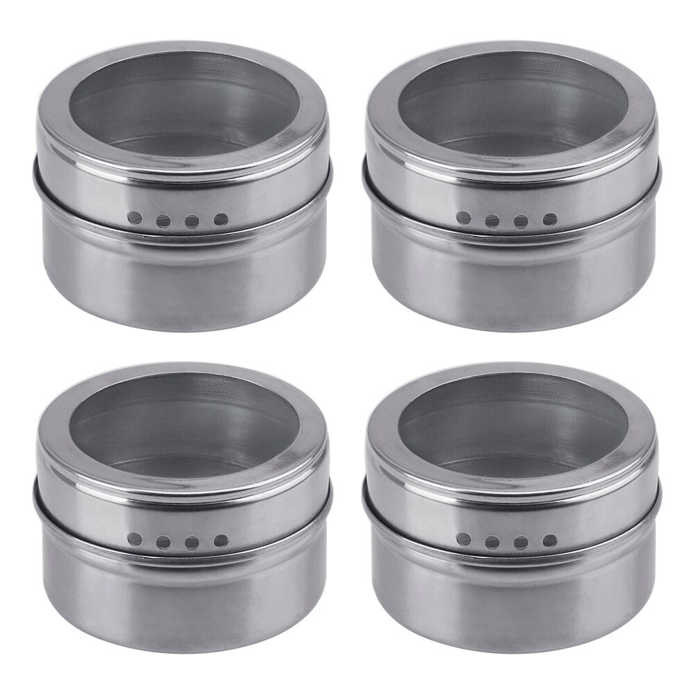 Magnetic Spice Jars Stainless Steel Spice Tins Spice Seasoning Containers With Spice Label: 4