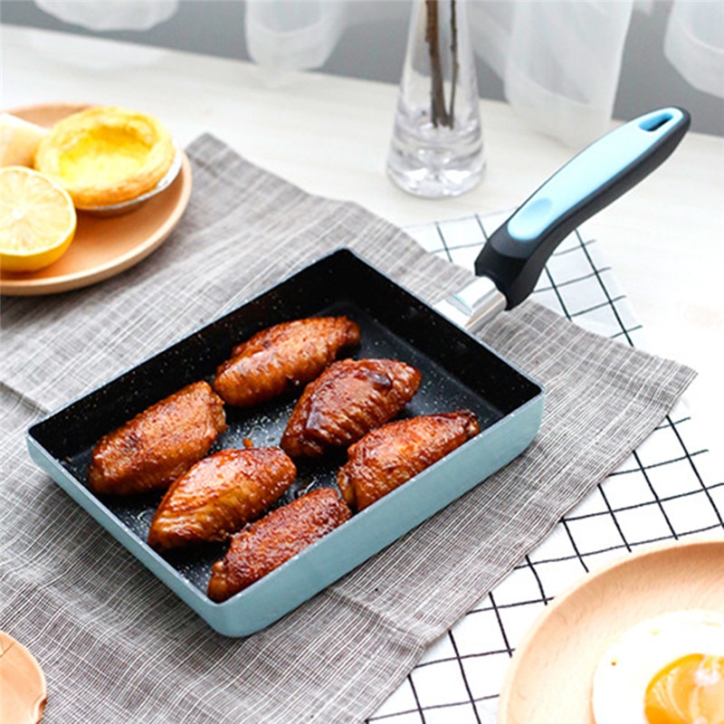 Non-stick rökfri kastrull rostfritt stål pannkaka omelettpanna rektangulär köksredskap hem kök matlagning kastrull