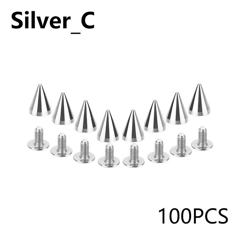 20/50/100 Sets Hardware Accessories Leathercraft DIY Bag Studs Spike Rivets Metal Decorative 7X10MM: silver-C
