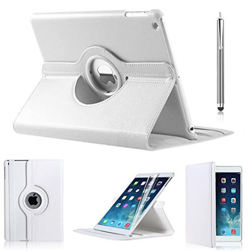 Étui en cuir rotatif à 360 degrés pour apple ipad air 1 air 2 5 6 ipad 9.7 a1822 a1823 a1893 coque funda: Blanc