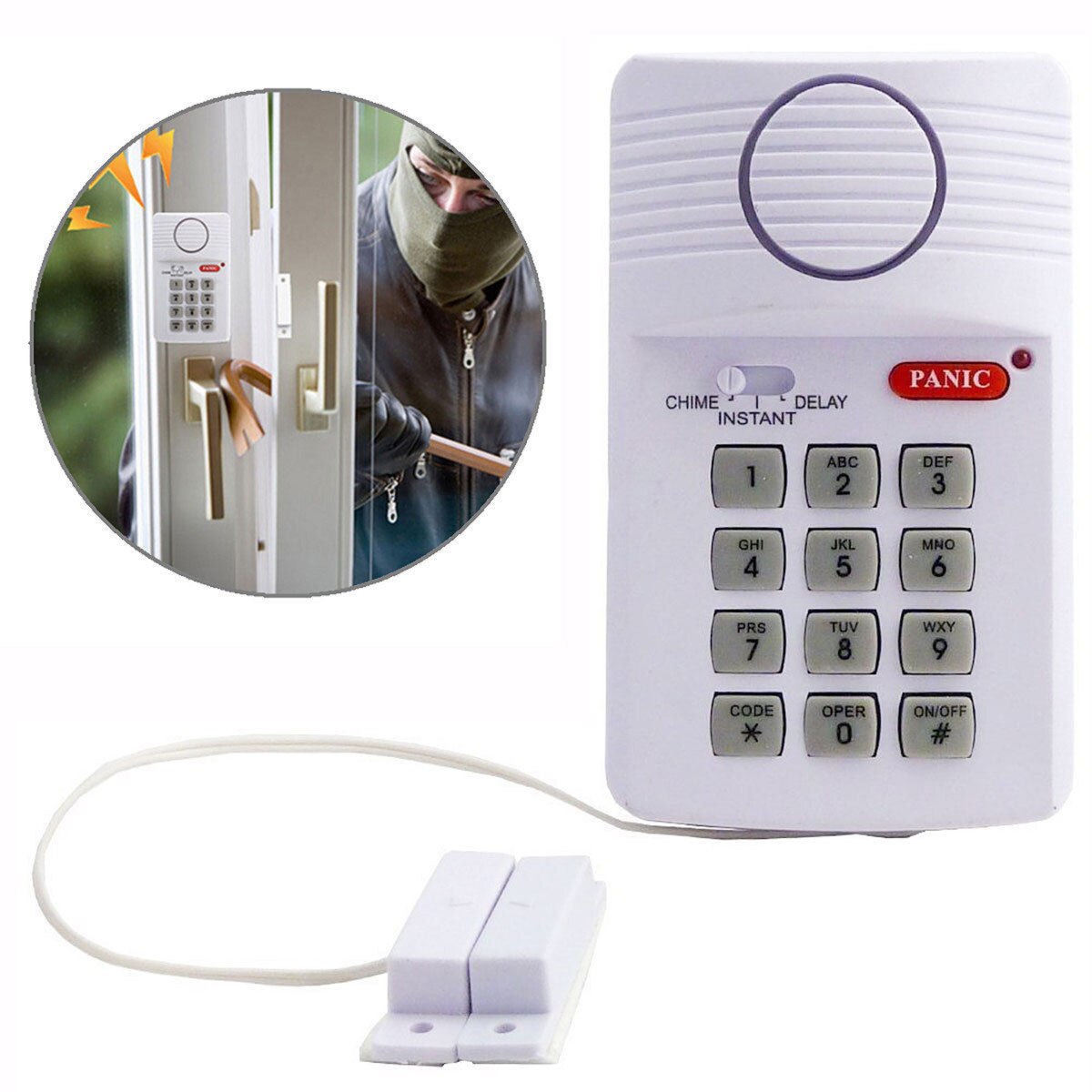 Loud Wireless Door Alarm Security Pin Panic Keypad For Home Office Garage Shed​ Door Security Alarm Home Security
