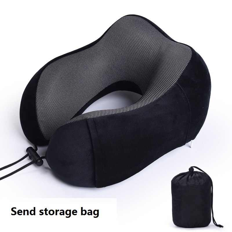 U-vorm Opblaasbare Reizen Kussen Vouwen Lichtgewicht Dutje Nekkussen Autostoel Kantoor Vliegtuig Slapen Kussen Kussen: XQ45-black