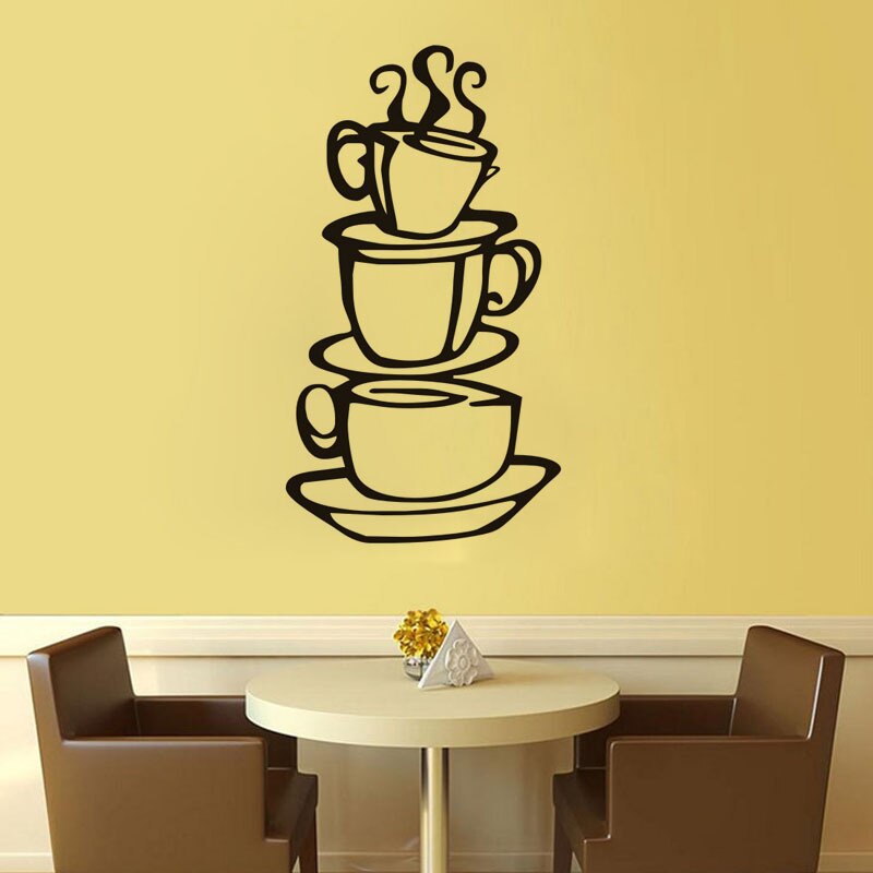 Vinyl kaffe væg klistermærker til kaffebar bar dekoration til kylling værelse stue møbler klistermærke kunstoverføringsbilleder
