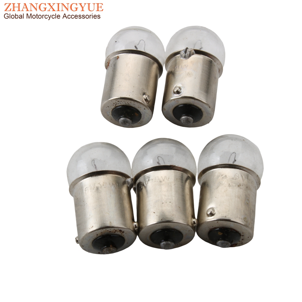 5 stück 6 v 10 Watt BIRNE BA15S G18 Weiß für Motorrad Rolle Moto-Cross Kart 50cc 125cc 200cc 246510655