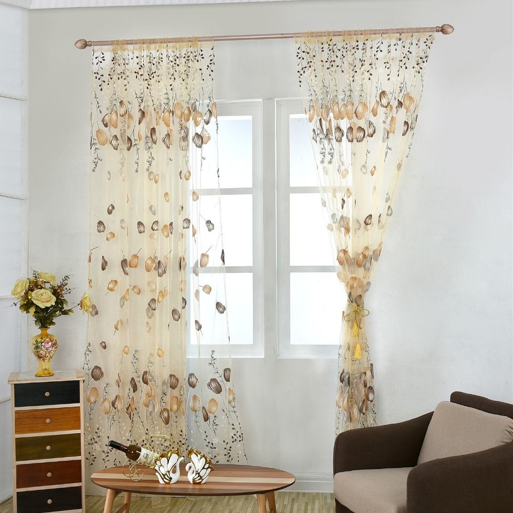 Flowers Tulle For Kitchen Living Room Bedroom Sheer Curtains Home Decoration Window Treatments Voile Panel Drapes