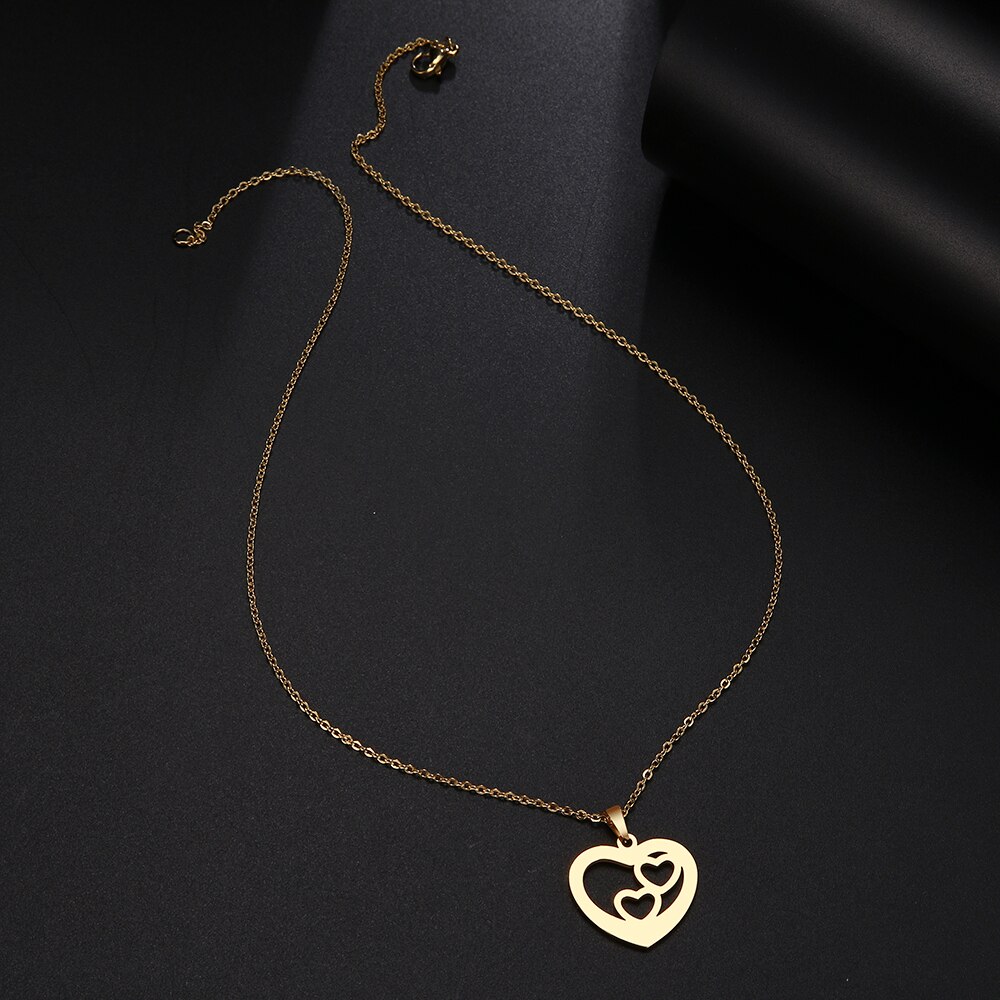 Dotifi in Acciaio Collana in Acciaio per Le Donne Uomo Del Regalo Geometriche Cuori Del Pendente Del Choker Della Collana di Fidanzamento Gioielli