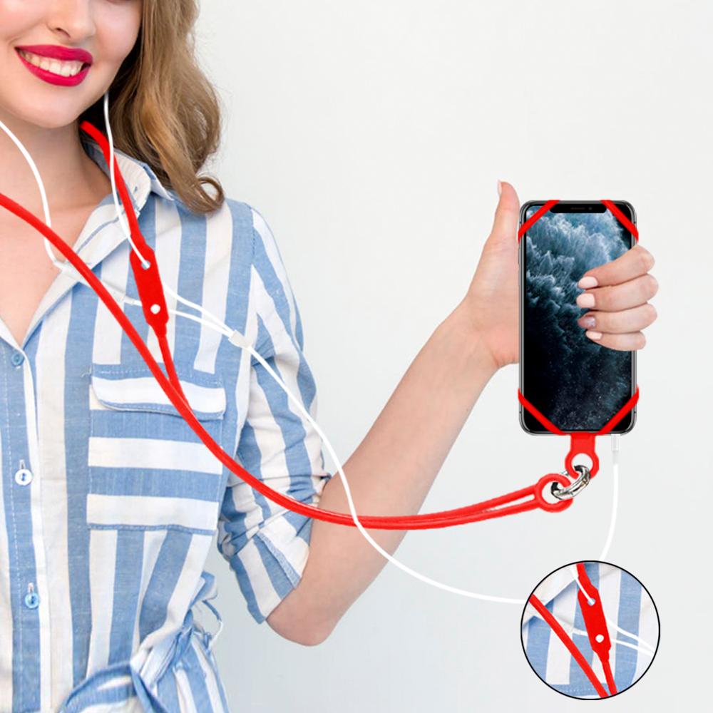 Silicone Lanyard for keys Moblie Phone Straps Cell Phone Holder Sling Necklace Wrist Strap Mobile Phone Holder lanyard cuello: red