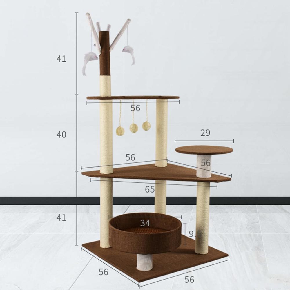 Domestic Cat Climbing Frame Cat Scratching Post Tree Scratcher Pole Furniture Gym House Toy Cat Jumping Platform: coffee