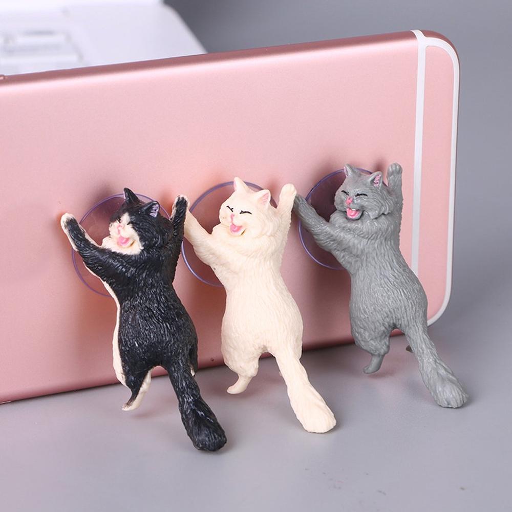 Universal Cute Cat Support Resin Mobile Phone Holder Stand Sucker Tablets Desk Sucker for Smart cellphone Holder