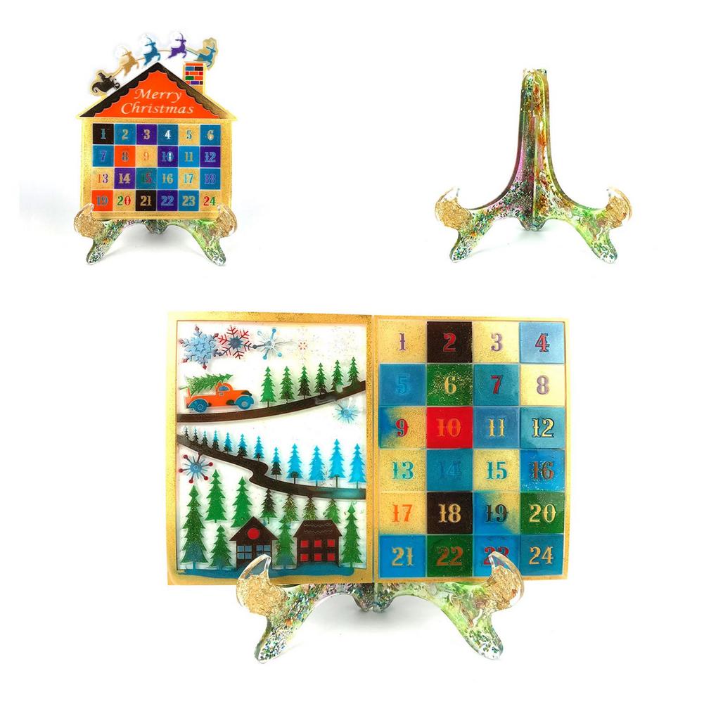 Moules de calendrier de compte à rebours de noël en Silicone, moules en résine réutilisables pour l&#39;avent de noël, pour la décoration de Bar,