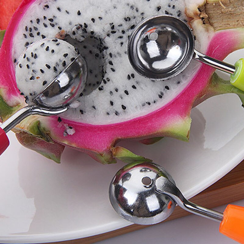 2 In 1 Dual-head Fruit Dig Ball Spoon Carving Knife Kiwi Fruit Waterlemon Scoop Melon Digger Fruit Jar Mashed Potato