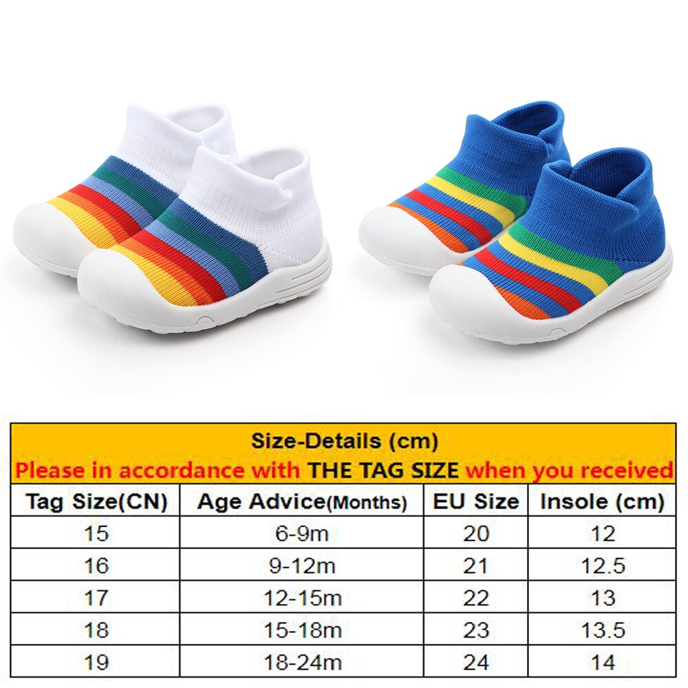 Unisex Baby Shoes First Shoes Baby Walkers Toddler Colorful Baby Girl Kids Soft Rubber Sole Baby Shoe Knit Booties Anti-slip D30