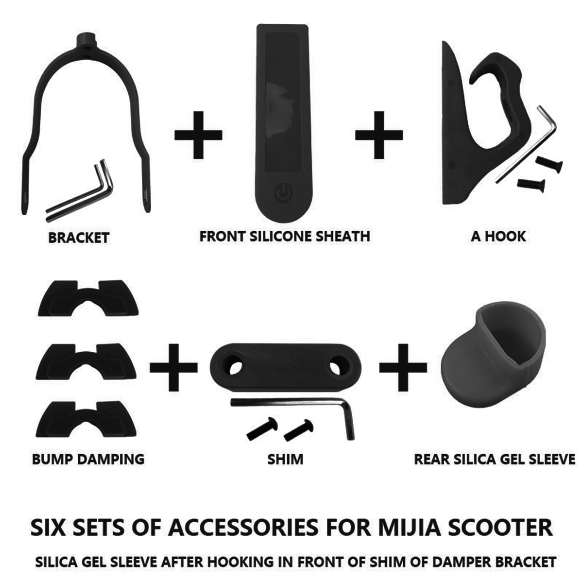 Conjunto 2/3/4/5/6 pçs/set para xiaomi m365 pro acessórios scooter elétrico traseiro fender asa paralama absorção de choque acessórios