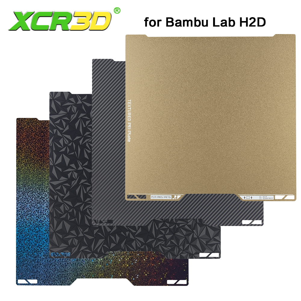XCR3D For Bambu Lab h2d build plate hotbed Double Sided Bambulab H2D smooth Textured PEI Plate Accessories 350x320*0.75mm