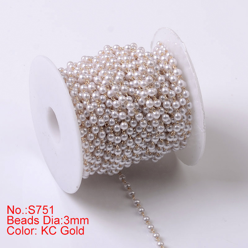1Meter Beaded Chain Imitation Pearl Chain Copper Necklace Chain Handmade Accessories for Jewelry Making Components Crafts DIY: PURPLE