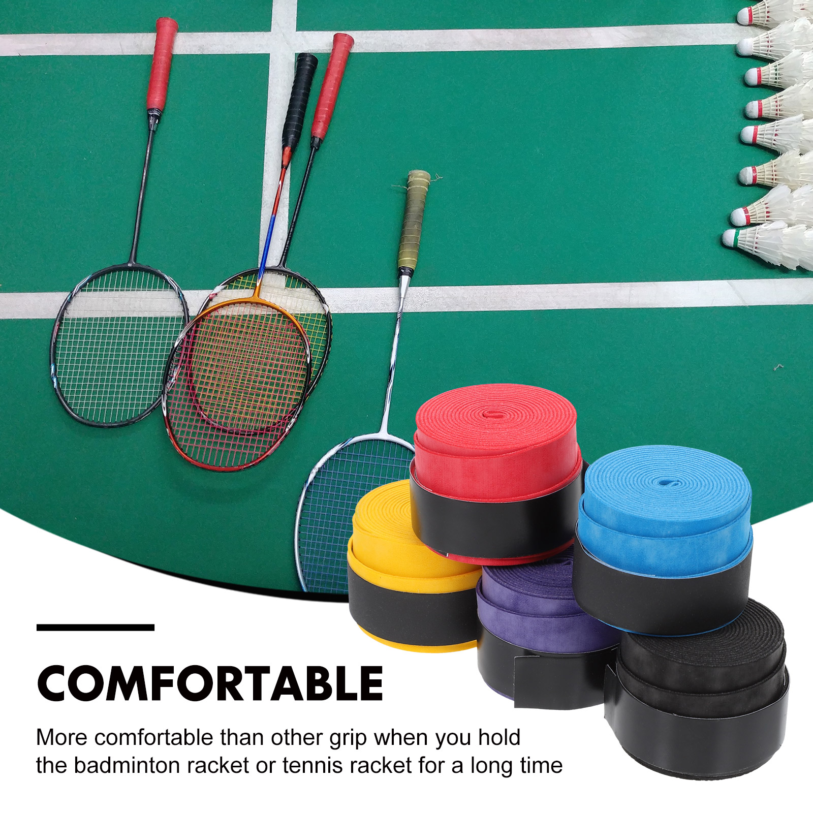 5Pcs Tennis Racket Grips Tennis Racket Grip Band Sweat Absorbent Band for Tennis Racket