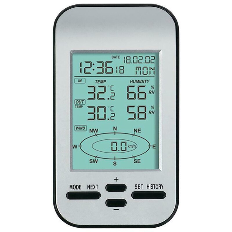 Rf 433Mhz Draadloze Weerstation Klok Met Wind Snelheid En Richting Sensor