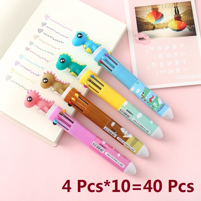 Creatieve 10 Kleuren Balpen Cartoon Schoolbenodigdheden Kantoorbenodigdheden Pennen Kawaii Multicolor Balpen Office Accessoires: long40