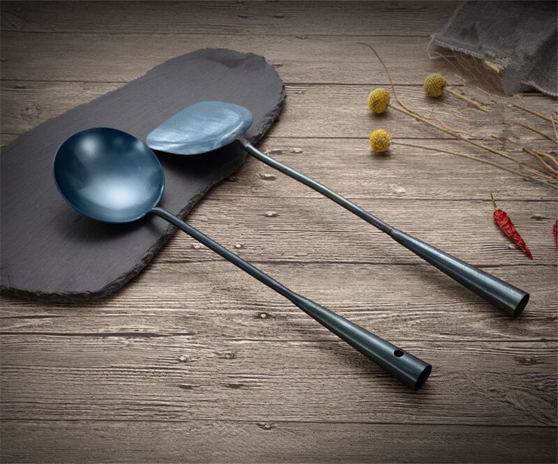 Cuillère à friture pour beignets, huile, Baba, cuillère en fer Durable, Portable, fer à la main, antiadhésif, louche, Wok, spatule pour aliments