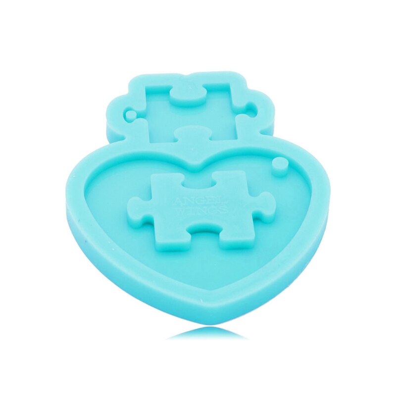 Heart Puzzle Keychain Silicone Mold Jigsaw Puzzle Epoxy Craft Resin Mold Autistic Love Puzzle Resin Casting Mold Tools