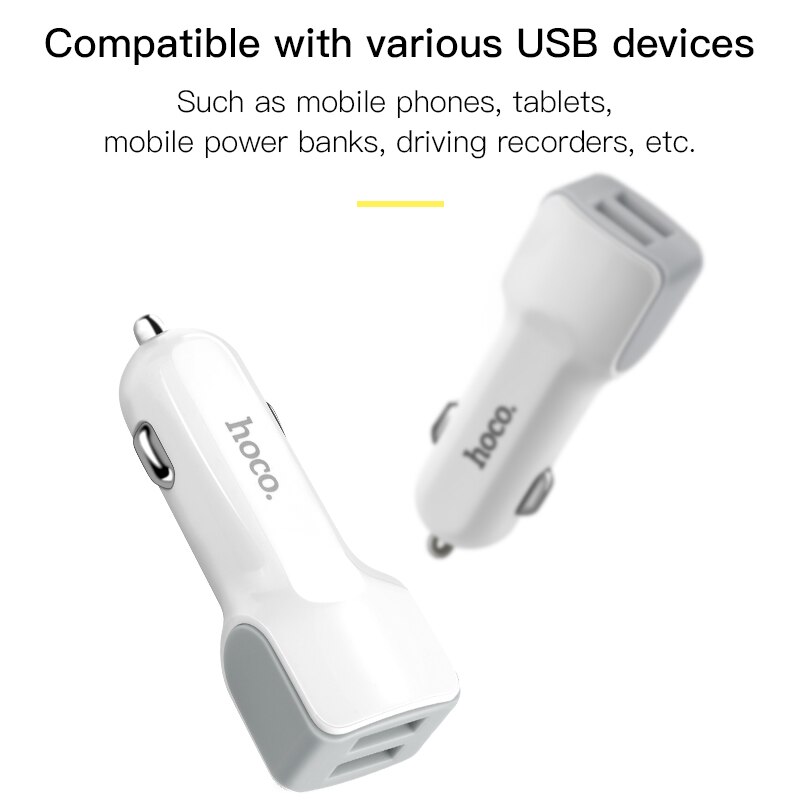 Hoco dual output usb biloplader til iphone  x 8 7 plus universel 5 v 2.4a hurtig usb oplader adapter til samsung  s9 s8 oneplus 6