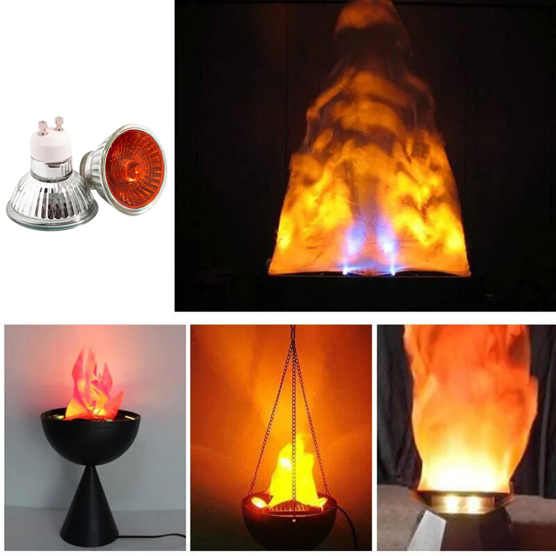 Lámpara de llama naranja 35W 50W 220V 230V GU10 ámbar regulable lámpara halógena bombilla foco cuarzo chimenea Somine Lampa