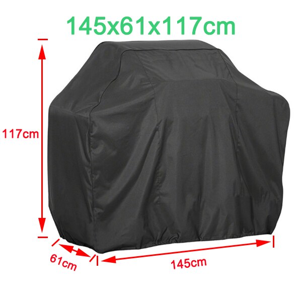 BBQ Cover Outdoor Stof Waterdichte Weber Zware Grill Cover Regen Beschermende outdoor Barbecue cover ronde bbq grill zwart: 145x61x117cm