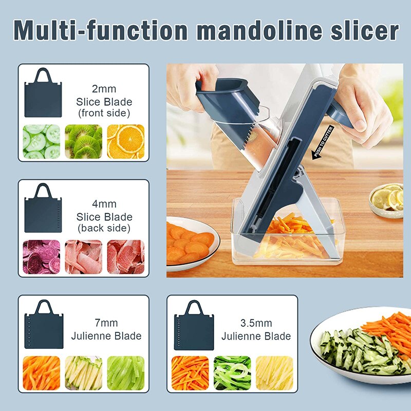 Mandoline Slicer Adjustable Thickness Kitchen Accessories Gadget Vegetable Chopper Manual Cutter Veggie Chopper with Container