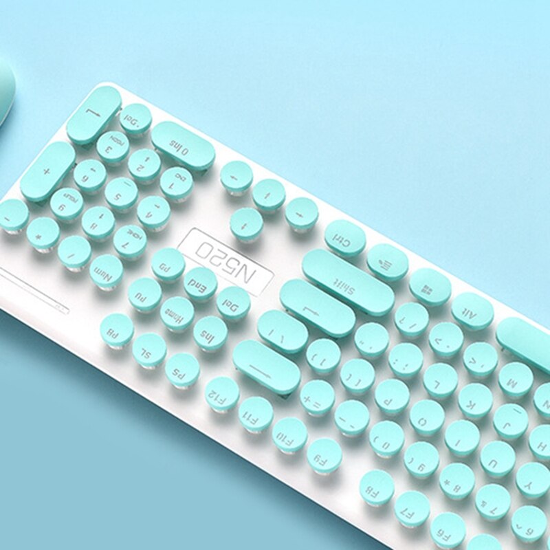 N520 Keyboard and Mouse Set, 2.4G Wireless Keyboard and Mouse, 104-Key Punk Retro Mechanical Feel Keyboard and Mouse
