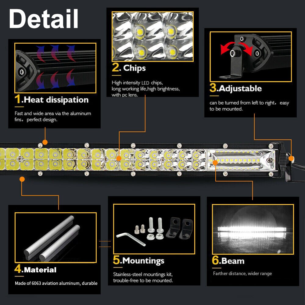 ANMINGPU Slim Off Road LED Bar 60W 120W 180W 240W LED Light Bar per camion 4X4 UAZ 4WD ATV Truck Combo LED Work Light Bar 12V 24V