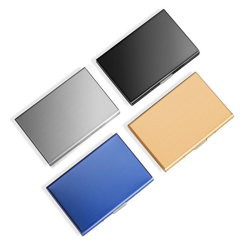Portatarjetas DE CRÉDITO RFID, caja de paquete de Metal delgado, antimagnético y antirrobo, sostiene hasta 10 tarjetas, tarjetero minimalista de