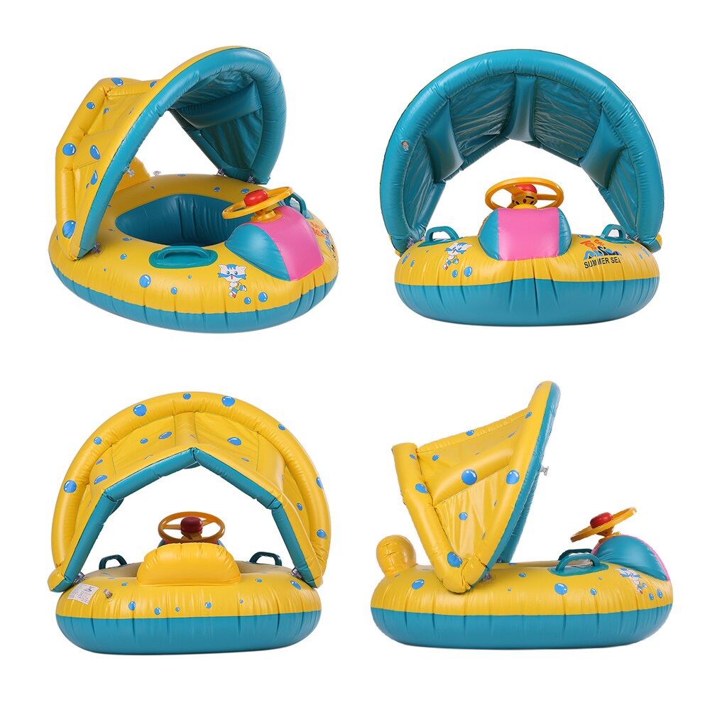 Safe Inflatable Baby Swimming Ring Pool PVC Baby Infant Swimming Float Adjustable Sunshade Seat Swimming Pool