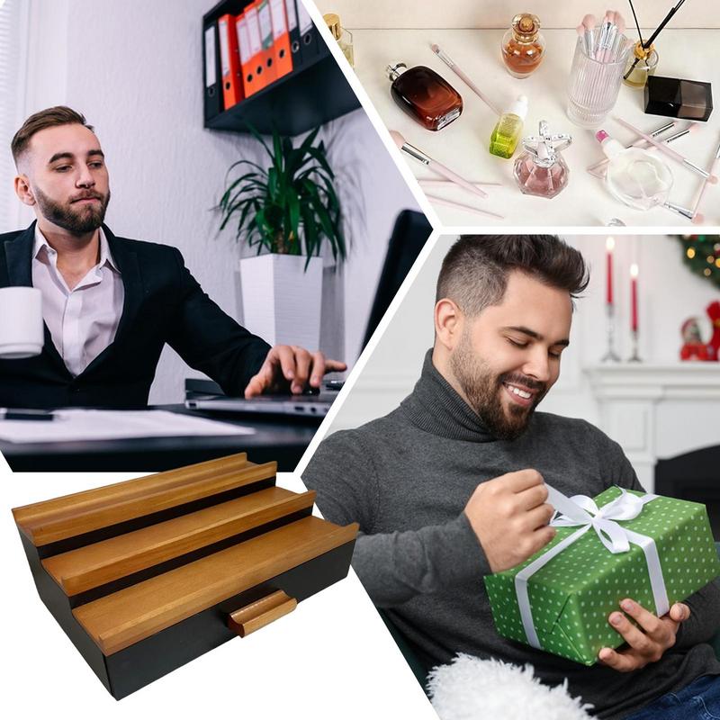 Houten 3-laags Keulen Organizer Parfumopslag Displaystandaard met lade Veelzijdige sieraden Make-up Cosmetica Organizer