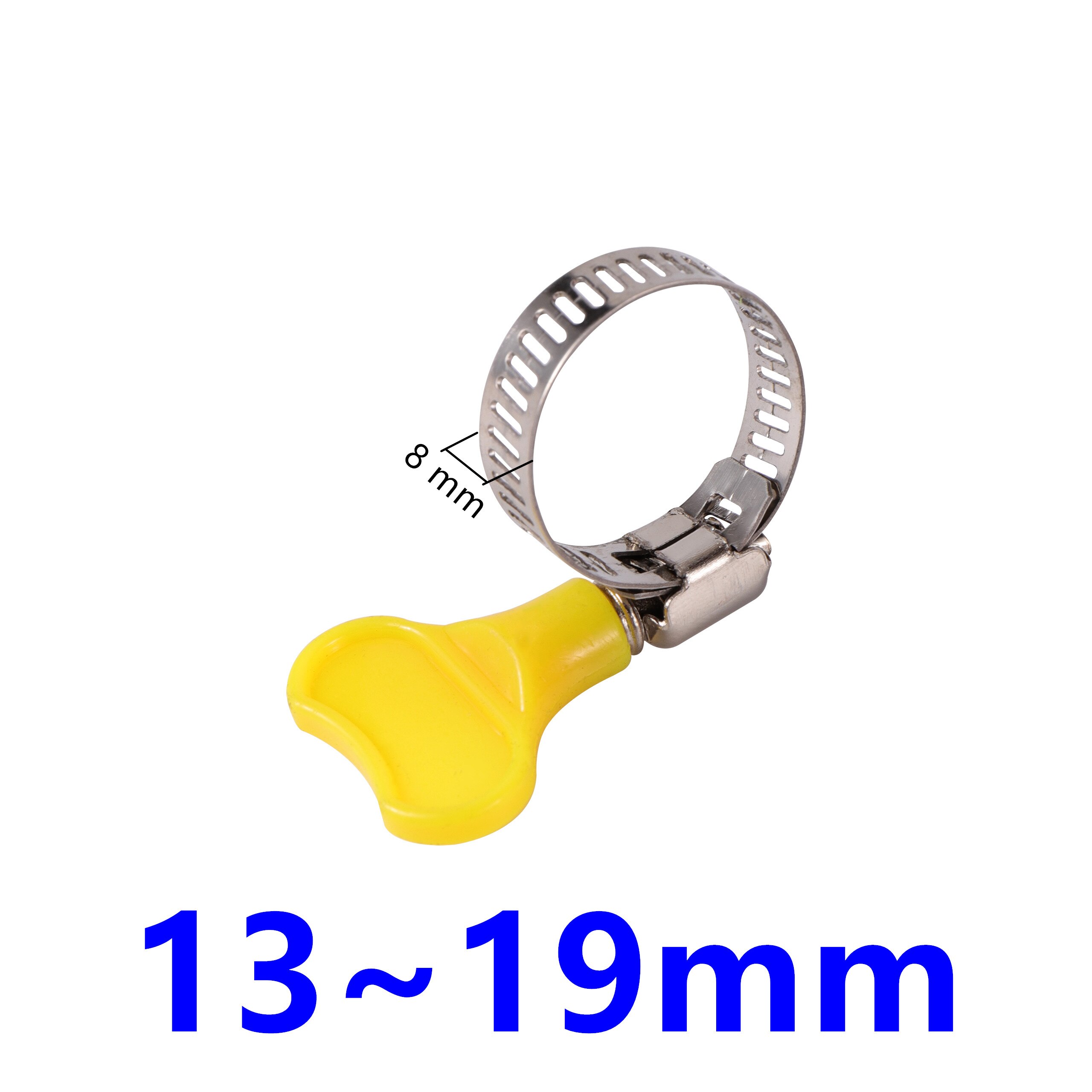2Pcs Adjustable Stainless Steel Plastic Butterfly Handle 8~38mm Diameter Pipe Worm Drive Clamp Hose Tube Fastening Flexible Clip: 13-19mm