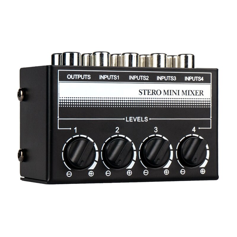 4 Channel Stereo Audio Mixer Support RCA Input And Output Mini Passive Stereo Mixer With Separate Volume Controls