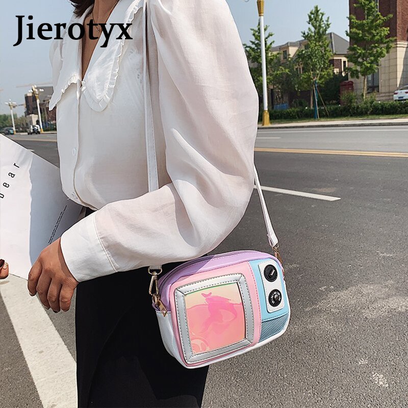 Jierotyx 新ファッションショルダーバッグ女性のためのシックなデザイナーラジオ形状カジュアルショルダーバッグメインクロスボディバッグ