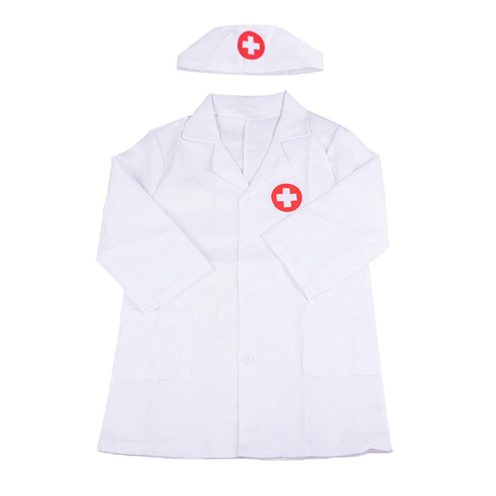 Girls Kids Childrens Doctors Nurse White/Pink Coat Fancy Dress Costume Outfit: White