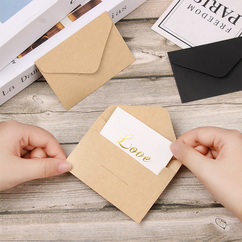 20 stk/sæt mini serie hvid sort kraft blank papir vindue kuverter bryllup brev invitation konvolut kontorartikler