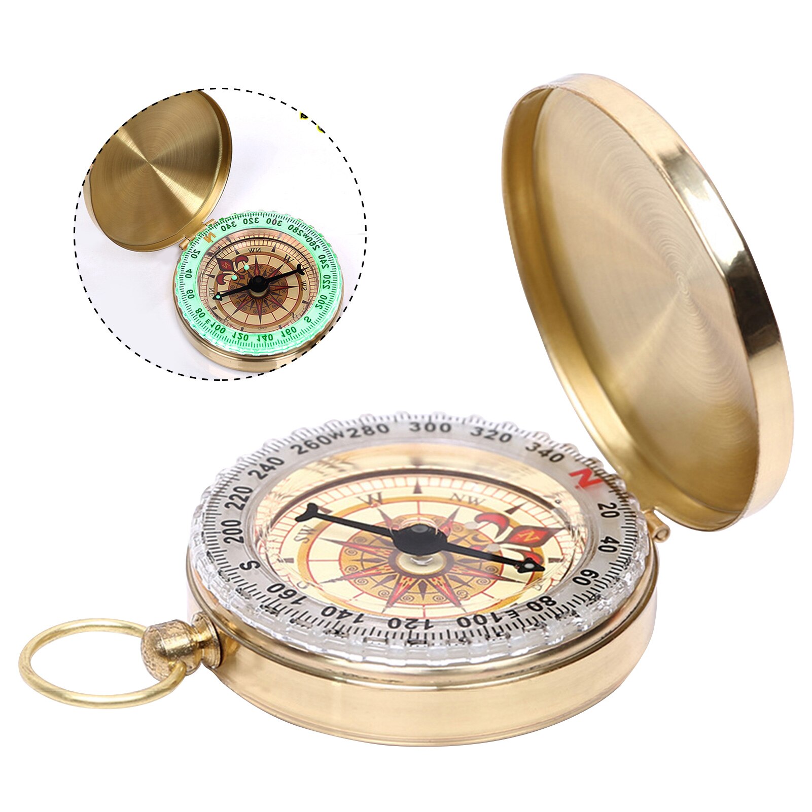 High pocket compass that glows in the dark, portable portable compass navigation for outdoor camping navigation#W