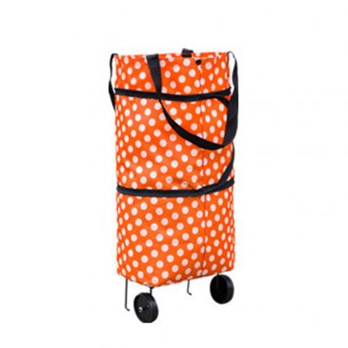 Carrito de la compra bolso plegable portátil bolso de compras carrito de la compra bolsas de la compra con ruedas rodantes carrito de la compra organizador de la compra: Orange Circle