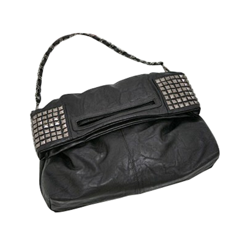 Dames Koreaanse Faux Leer Klinknagel Keten Opvouwbare Schouder Portemonnees En Handtas Cross Body Bag: Default Title