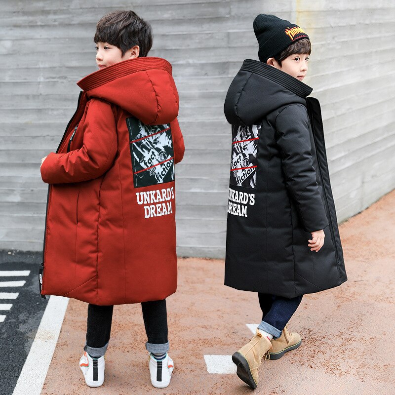 Veste à capuche en coton pour enfant et adolescent, manteau épais et à-30 degrés, vêtements d'hiver pour grands garçons et adolescents, parka d'extérieur,
