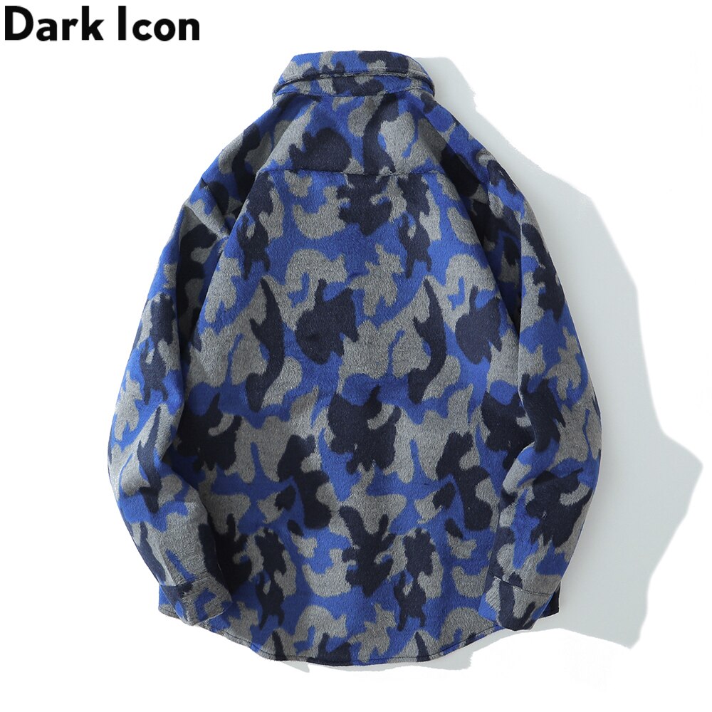 Mørkt ikon camouflage skjorte jakke mænd kvinder turn-down krave vintage herre jakke streetwear tøj